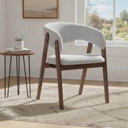 Riverton Light Grey Bouclé Dining Chair With Walnut Effect Ash Solid Wood Frame - thumbnail 9