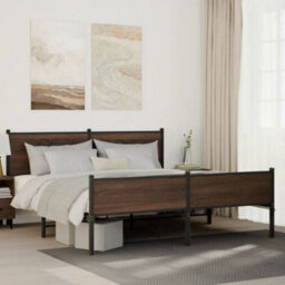 Berkfield Metal Bed Frame Without Mattress Brown Oak 180X200 Cm Super King - thumbnail 1