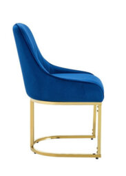 Hygrad Built to Survive Set Of 2 Velvet Dining Chairs Luxury Padded Dining Room Chairs Armless Gold Legs - Blue - thumbnail 4