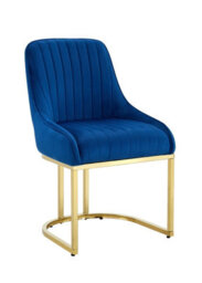 Hygrad Built to Survive Set Of 2 Velvet Dining Chairs Luxury Padded Dining Room Chairs Armless Gold Legs - Blue - thumbnail 3