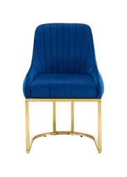 Hygrad Built to Survive Set Of 2 Velvet Dining Chairs Luxury Padded Dining Room Chairs Armless Gold Legs - Blue - thumbnail 2