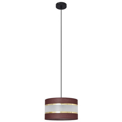Luminosa Lighting Luminosa Helen Cylindrical Pendant Ceiling Light Brown, Gold, Black 25Cm - image 1