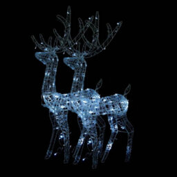 Berkfield Acrylic Reindeer Christmas Decorations 2 Pcs 120 Cm Cold White - thumbnail 2