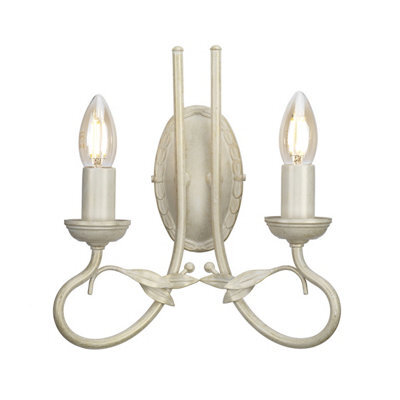 Luminosa Lighting Elstead Olivia 2 Light Indoor Candle Wall Light Gold, Ivory, E14 - image 1