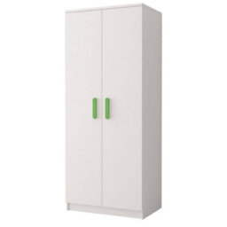 Arte Smyk 06 White Matt Hinged Wardrobe W800mm H1930mm D500mm With Vibrant Lime Green Handles - thumbnail 1