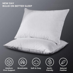 Casabella Pillows 4 Pack Goose Feather & Down Pillows, Prime Quality Neck & Back Support 100% Cotton Shell Medium Firmness 48X74Cm - thumbnail 8