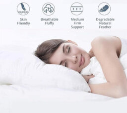 Casabella Pillows 4 Pack Goose Feather & Down Pillows, Prime Quality Neck & Back Support 100% Cotton Shell Medium Firmness 48X74Cm - thumbnail 2
