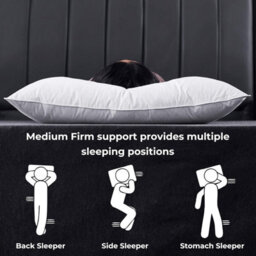 Casabella Pillows 4 Pack Goose Feather & Down Pillows, Prime Quality Neck & Back Support 100% Cotton Shell Medium Firmness 48X74Cm - thumbnail 6