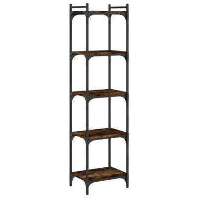 Berkfield Industrial Bookcase 5-Tier Smoked Oak 40X30X154 Cm Engineered Wood