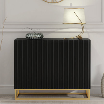 Creative Furniture Ripple Sideboard 100Cm - Black With Fluted Doors - image 1