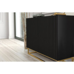 Creative Furniture Ripple Sideboard 100Cm - Black With Fluted Doors - thumbnail 4