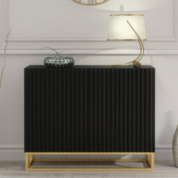 Creative Furniture Ripple Sideboard 100Cm - Black With Fluted Doors