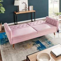 Bravich Victoria Sofa Bed 3 Seater Velvet Click Clack - Rose Pink - thumbnail 2