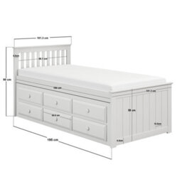 Flair Montana Captain's Wooden Guest Bed - White - thumbnail 7