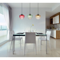 Luminosa Lighting Luminosa Solveig Bar Pendant Ceiling Light Matt Black, Red Green Amber Shade, 3X E27 - thumbnail 2