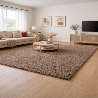 Uetian Mocha Shaggy Rug (160 X 230 )Cm Thick 5Cm Pile Soft Carpet For Living Room Bedroom Luxury Plush Non Shedding Area Rug - image 1