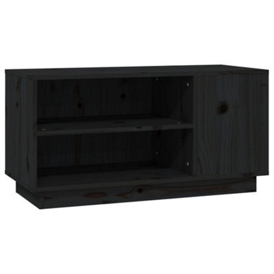 Berkfield Sturdy Tv Cabinet Black 80X35X40.5 Cm Solid Wood Pine - image 1