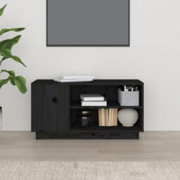 Berkfield Sturdy Tv Cabinet Black 80X35X40.5 Cm Solid Wood Pine - thumbnail 3