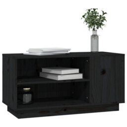 Berkfield Sturdy Tv Cabinet Black 80X35X40.5 Cm Solid Wood Pine - thumbnail 4