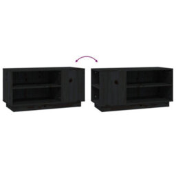 Berkfield Sturdy Tv Cabinet Black 80X35X40.5 Cm Solid Wood Pine - thumbnail 7