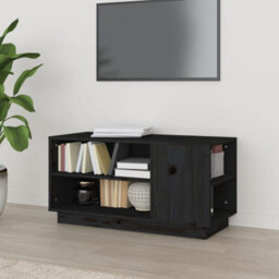 Berkfield Sturdy Tv Cabinet Black 80X35X40.5 Cm Solid Wood Pine - thumbnail 2