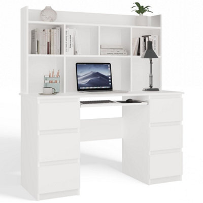 Topeshop Kuba Desk With Hutch White Home Office Desk With Storage - image 1