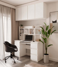 Topeshop Kuba Desk With Hutch White Home Office Desk With Storage - thumbnail 2