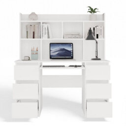 Topeshop Kuba Desk With Hutch White Home Office Desk With Storage - thumbnail 7