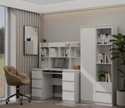 Topeshop Kuba Desk With Hutch White Home Office Desk With Storage - thumbnail 5