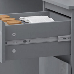 Fwstyle High Gloss Grey Dressing Table Desk With 3 Large Drawers - thumbnail 5