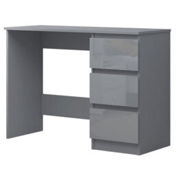 Fwstyle High Gloss Grey Dressing Table Desk With 3 Large Drawers - thumbnail 6
