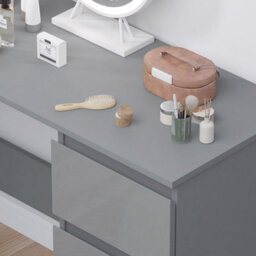 Fwstyle High Gloss Grey Dressing Table Desk With 3 Large Drawers - thumbnail 2