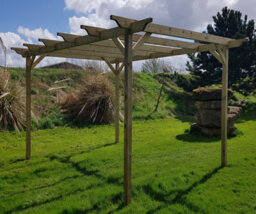 Arbor Garden Solutions Sculpted Wooden Garden Pergola Kit, 4.8M X 4.8M (Rustic Brown Finish) - thumbnail 3