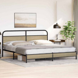 Berkfield Metal Bed Frame Without Mattress Sonoma Oak 180X200 Cm Super King - thumbnail 4