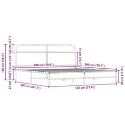 Berkfield Metal Bed Frame Without Mattress Sonoma Oak 180X200 Cm Super King - thumbnail 9