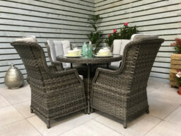 Signature Weave Victoria Wicker 4 Seater Round Dining Table Grey 100Cm - thumbnail 2