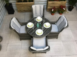 Signature Weave Victoria Wicker 4 Seater Round Dining Table Grey 100Cm - thumbnail 3