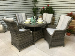Signature Weave Victoria Wicker 4 Seater Round Dining Table Grey 100Cm - thumbnail 6