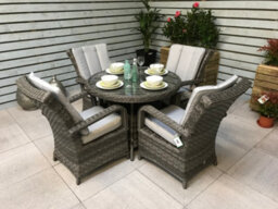 Signature Weave Victoria Wicker 4 Seater Round Dining Table Grey 100Cm - thumbnail 9