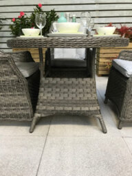 Signature Weave Victoria Wicker 4 Seater Round Dining Table Grey 100Cm - thumbnail 4