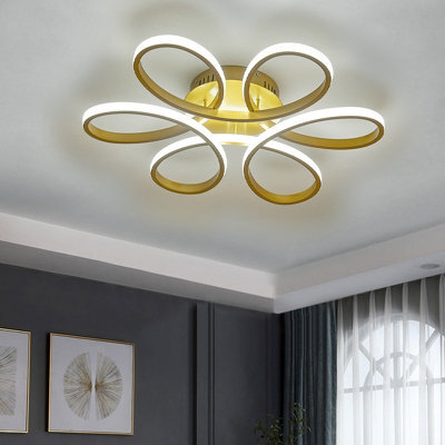Living And Home Gold Modern 1 Light Curved Shape Acrylic Flush Mount Integrated Led Ceiling Light Fixture Cool White 58Cm - image 1