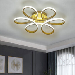 Living And Home Gold Modern 1 Light Curved Shape Acrylic Flush Mount Integrated Led Ceiling Light Fixture Cool White 58Cm