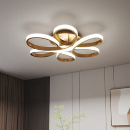 Living And Home Gold Modern 1 Light Curved Shape Acrylic Flush Mount Integrated Led Ceiling Light Fixture Cool White 58Cm - thumbnail 3
