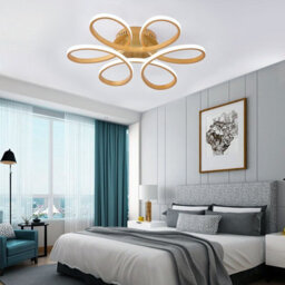 Living And Home Gold Modern 1 Light Curved Shape Acrylic Flush Mount Integrated Led Ceiling Light Fixture Cool White 58Cm - thumbnail 2