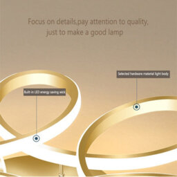 Living And Home Gold Modern 1 Light Curved Shape Acrylic Flush Mount Integrated Led Ceiling Light Fixture Cool White 58Cm - thumbnail 4