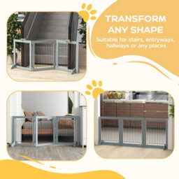 Pawhut Foldable Wooden Pet Gate W/ 3 Panels 2 Support Feet For Small Dogs - thumbnail 4