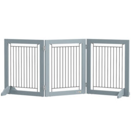 Pawhut Foldable Wooden Pet Gate W/ 3 Panels 2 Support Feet For Small Dogs - thumbnail 2