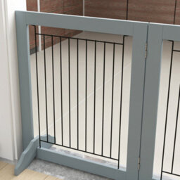 Pawhut Foldable Wooden Pet Gate W/ 3 Panels 2 Support Feet For Small Dogs - thumbnail 8