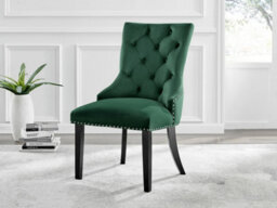 Furniturebox Uk Elina White Marble Effect Round Dining Table & 2 Green Belgravia Black Leg Chairs - thumbnail 9