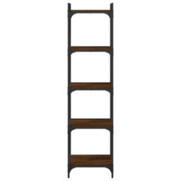 Berkfield Industrial Bookcase 5-Tier Brown Oak 40X30X154 Cm Engineered Wood - thumbnail 4